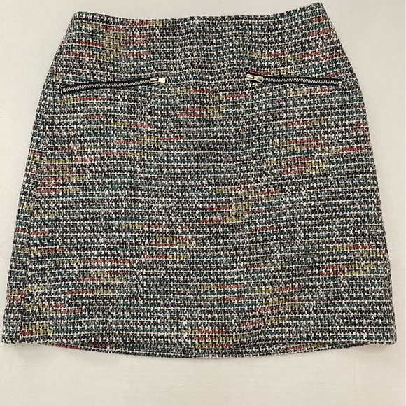 Loft Tweed Like A-line Mini Skirt -- Multicolored Rainbow with Silver Threads - Picture 9 of 10